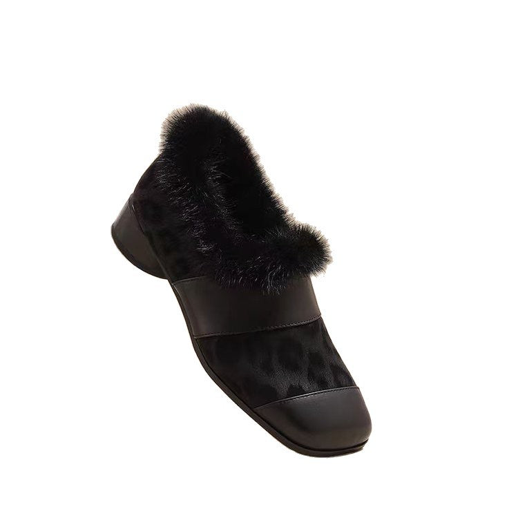 Damen Stilvolle Slipper mit Fellbesatz Drune