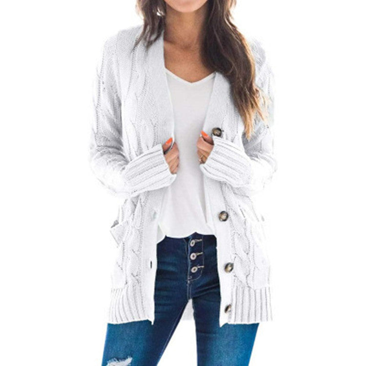 Damen Grobstrick Cardigan mit modernem Zopfdesign und praktischen Taschen Drune