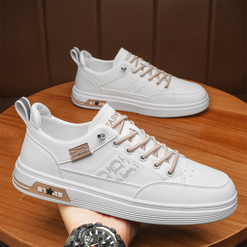 Herren minimalistische Kunstleder-Sneaker mit belüfteter Zehenperforation und gepolsterter Fersenschlaufe Drune