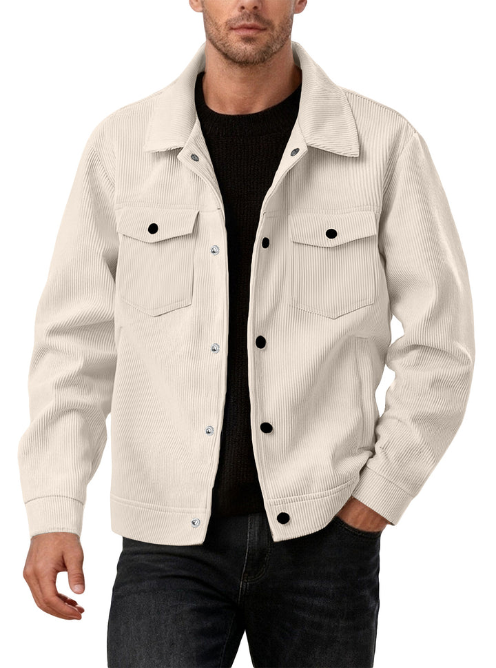 Herren nan Cordjacke im klassischen Arbeiterjacken-Schnitt mit Druckknöpfen und Brusttaschen Drune