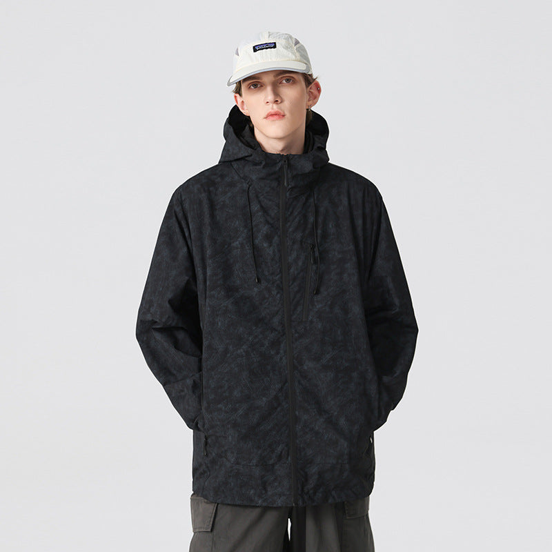Herren Wasserdichte atmungsaktive Outdoor-Softshelljacke mit getapten Nähten und Kapuze Drune