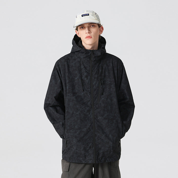 Herren Wasserdichte atmungsaktive Outdoor-Softshelljacke mit getapten Nähten und Kapuze Drune
