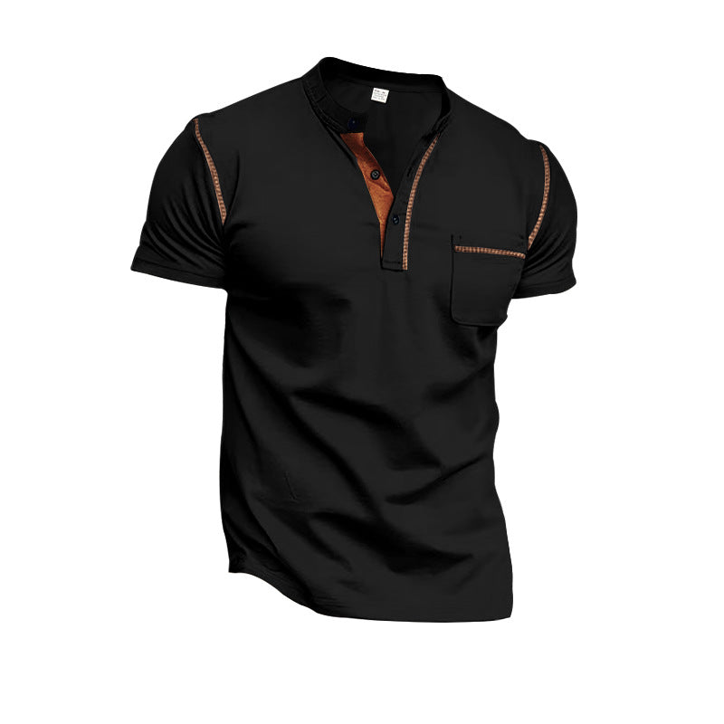 Herren Kurzarm-Henley-Shirt mit modischen Akzenten Drune
