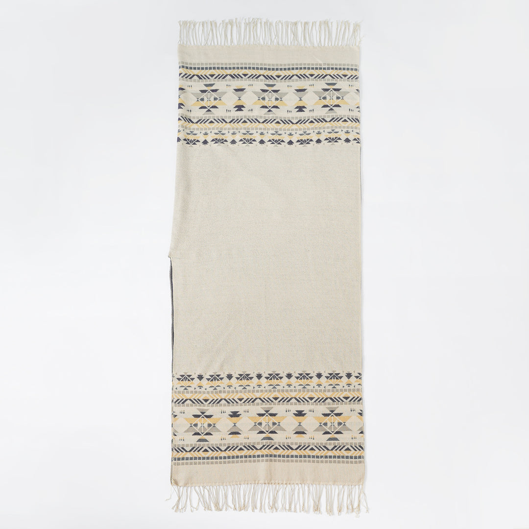 Damen Oversize-Poncho aus Wollmix mit Jacquardbordüre und Fransensaum Drune