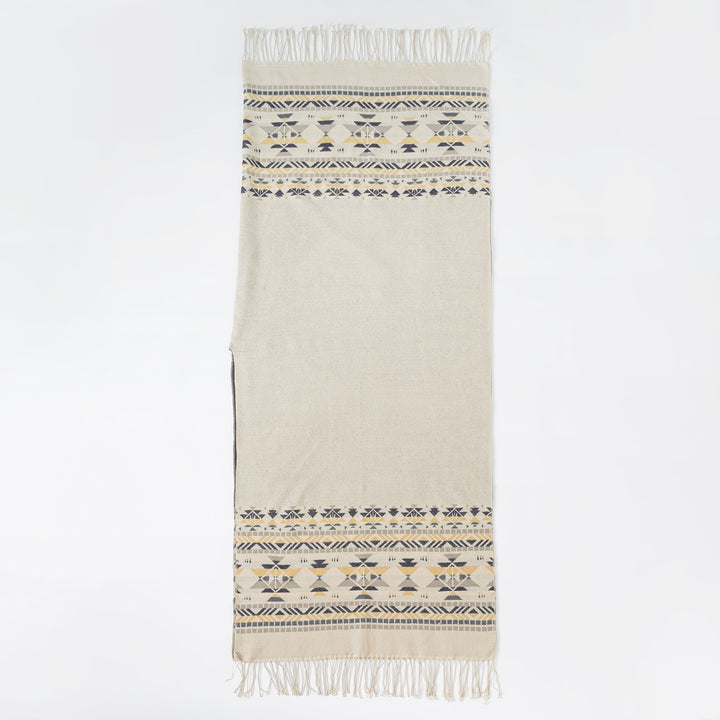 Damen Oversize-Poncho aus Wollmix mit Jacquardbordüre und Fransensaum Drune