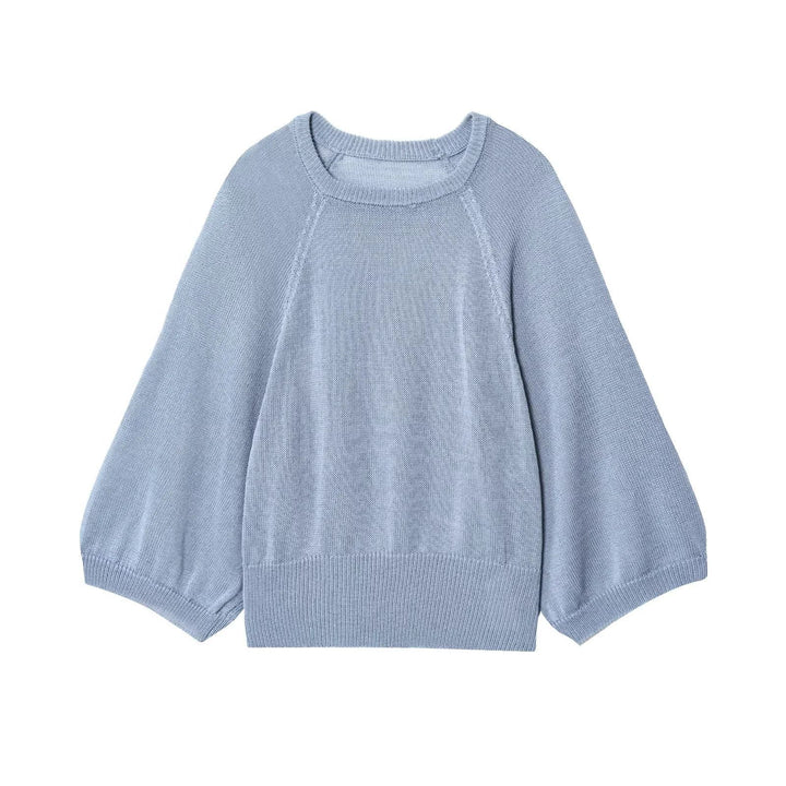 Damen lässiger Pullover mit Weitärmeln und elastischem Bund Drune