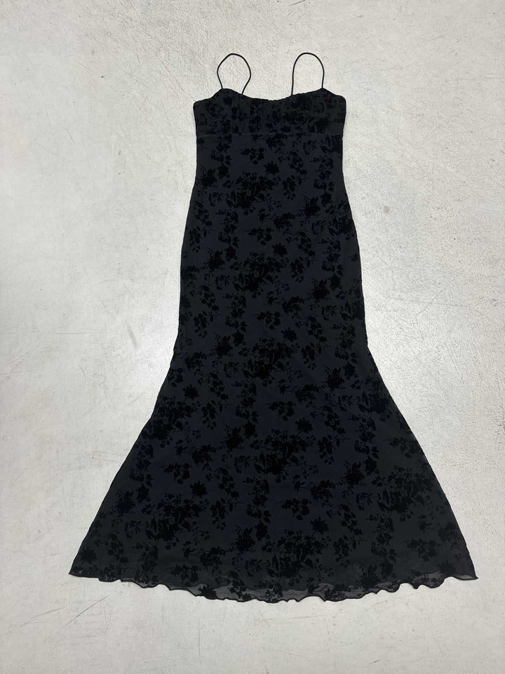 Damen Elegantes Maxikleid mit floralem Spitzenmuster und Spaghettiträgern Drune
