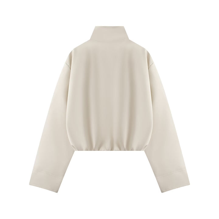 Damen Kurze Boxy-Jacke mit hohem Stehkragen, durchgehendem Reißverschluss und Oversize-Ärmeln Drune