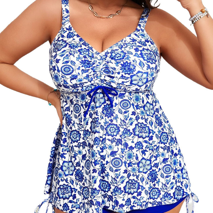 Damen Tankini mit verspieltem Blumenmuster und schickem Rüschendetail Drune