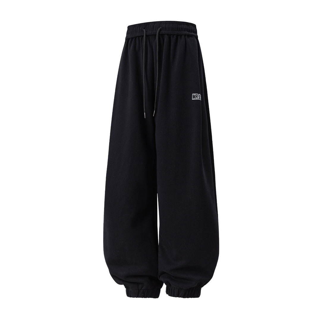 Unisex Extraweite Sweat‑Haremshose im Palazzoschnitt mit Kordelzug und geripptem Knöchelabschluss Drune