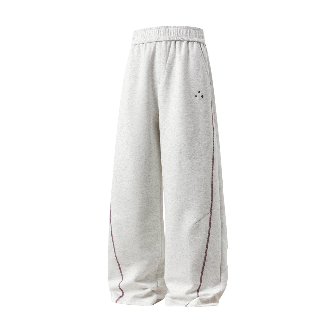 Unisex Extraweite Lounge-Hose mit rundem Elastikbund und dekorativer Kontrastnaht Drune