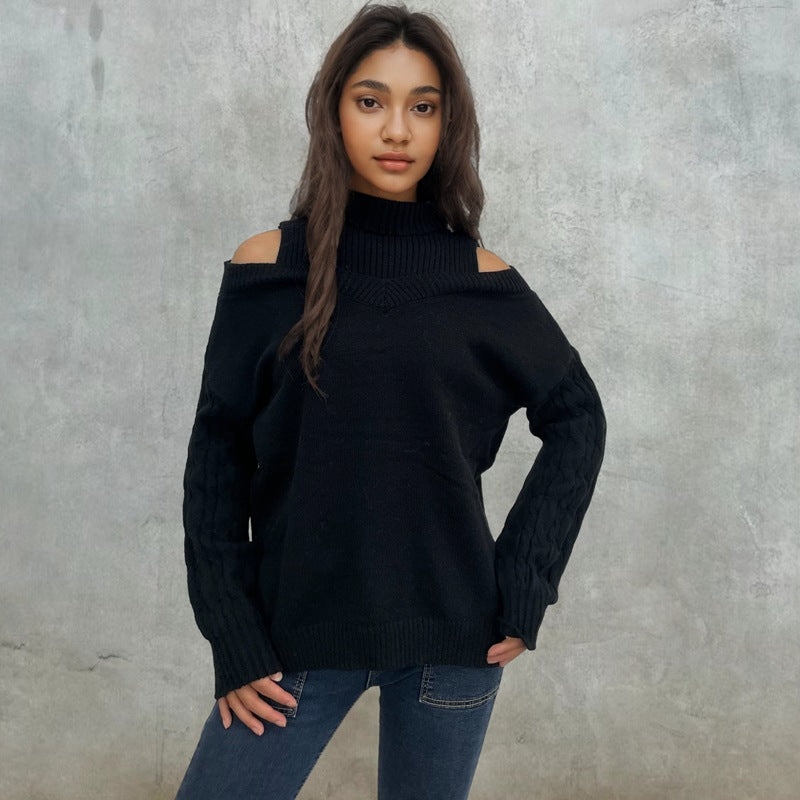 Damen Strickpullover mit abnehmbaren Schultern Drune