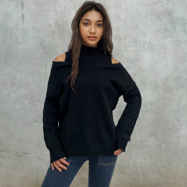 Damen Strickpullover mit abnehmbaren Schultern Drune