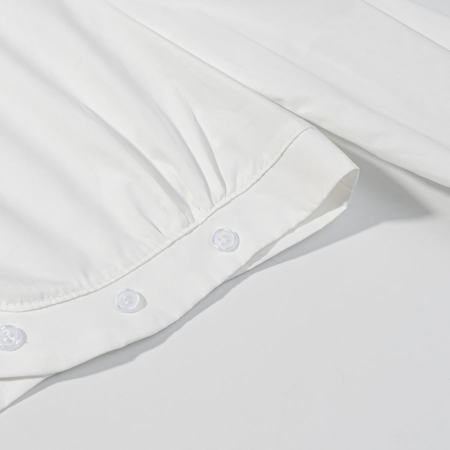 Damen Kurzbluse mit Broderie-Anglaise‑Besatz, Stehkragen und geraffter Taillenpartie Drune