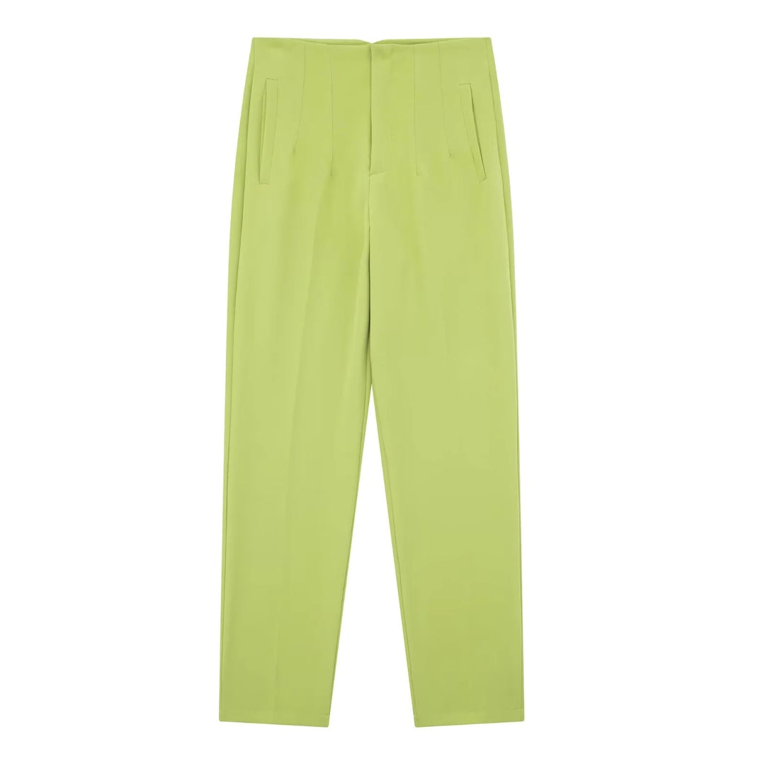 Damen Hochtaillierte tapered Anzughose mit Bügelfalte und Paspeltaschen Drune