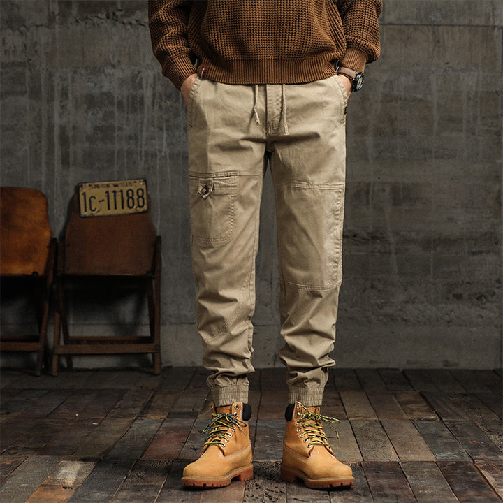 Herren Moderner Utility-Jogger mit elastischem Komfortbund, Kniepaneelen und Cargotasche Drune