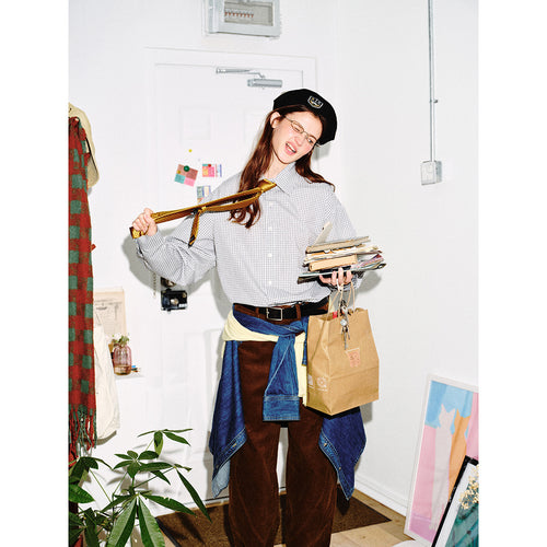 Unisex Oversized Karo-Hemd im Relaxed-Fit mit abgerundetem Saum Drune