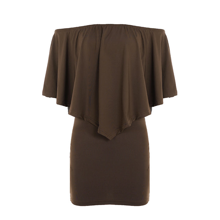 Damen elegantes Knielanges Abiballkleid mit Off-Shoulder Design und voluminösen Ärmeln Drune