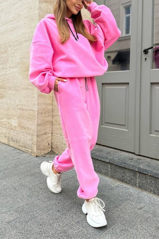Drune | Crew Polar Fleece Kapuzenpullover und Jogginghose Zweiteiliges Satz