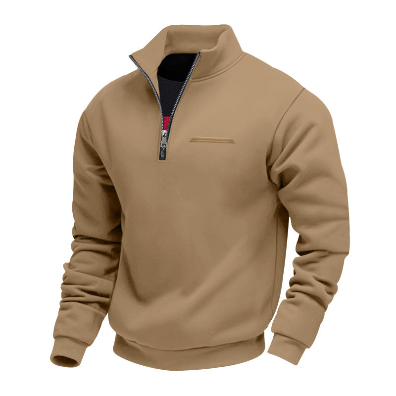 Herren nan komfortabler Halbzip Fleecepullover mit Stehkragen und elastischen Bündchen Drune