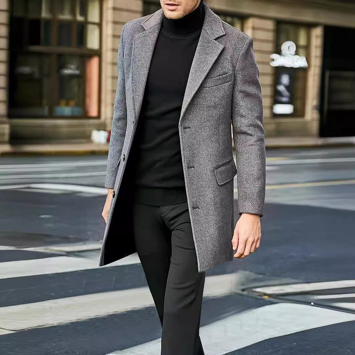 Herren eleganter Wintermantel mit klassischem Revers Drune