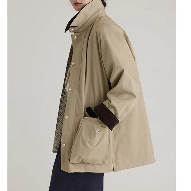 Damen Stilvolle Übergangsjacke mit praktischem Kragen und großen Taschen Drune