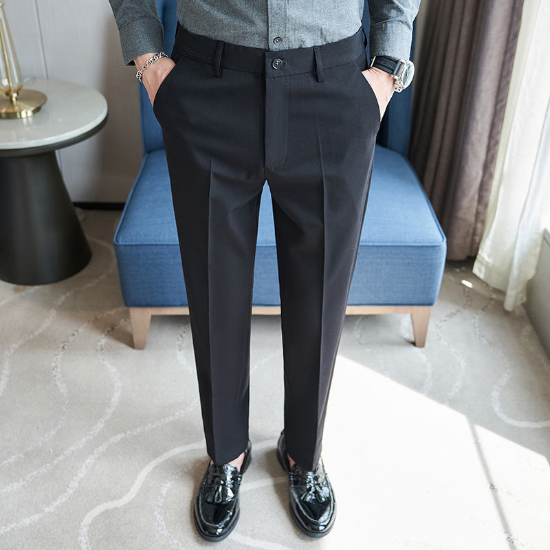 Herren elegante Anzughose mit schlanker Passform und feinem Streifenmuster Drune