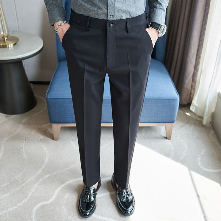 Herren elegante Anzughose mit schlanker Passform und feinem Streifenmuster Drune
