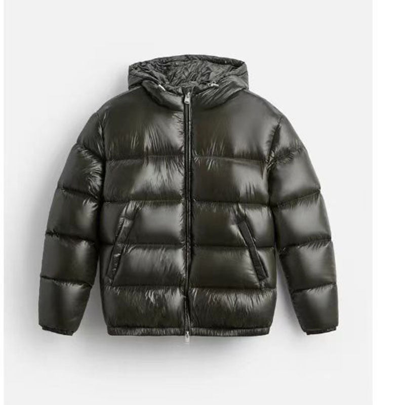 Damen Oversized Steppjacke mit Kapuze und Hochglanzfinish Drune