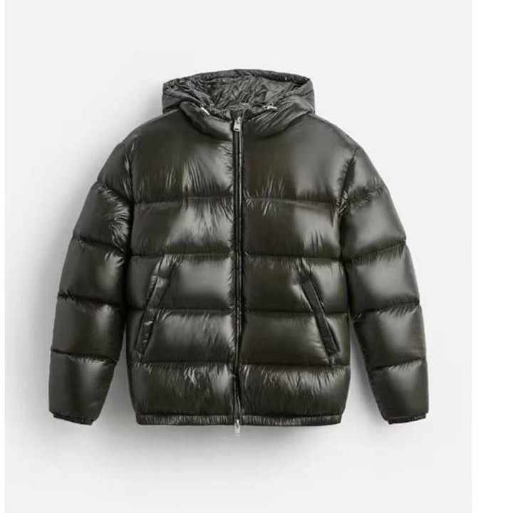 Damen Oversized Steppjacke mit Kapuze und Hochglanzfinish Drune