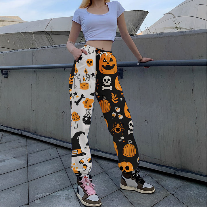 Damen Lässige Print-Hose mit herbstlichem Motiv Drune
