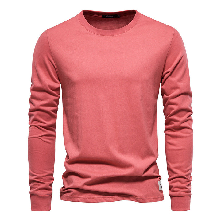Herren nan klassisches langärmliges Baumwollshirt mit Rundhalsausschnitt und elastischen Bündchen Drune