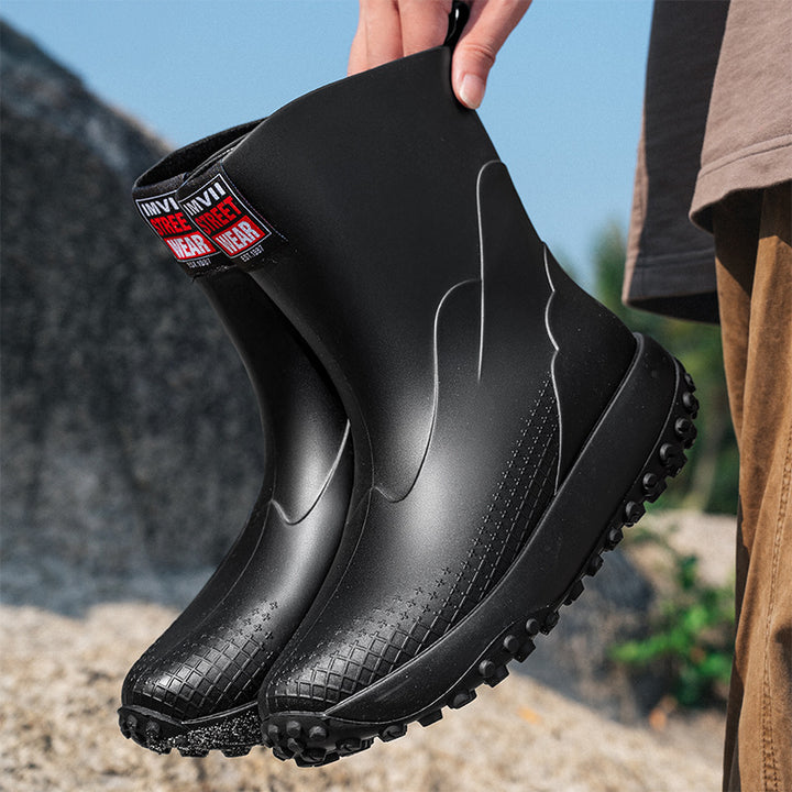 Unisex Wasserdichte Kurzschaft-Outdoor-Gummistiefel mit profilierter Noppenlaufsohle Drune