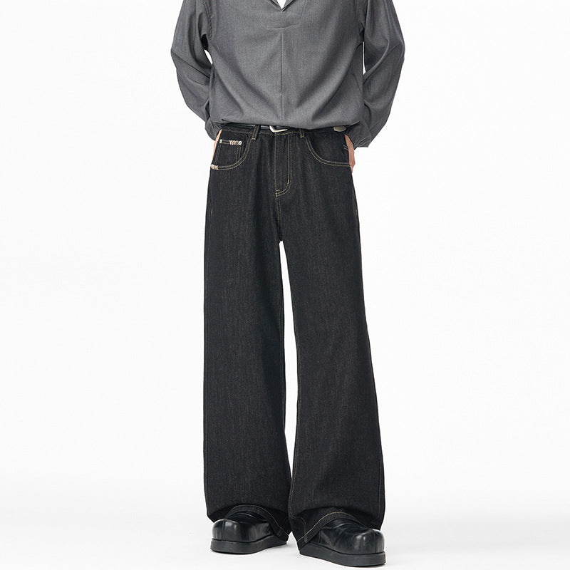Herren Extraweite Denim-Baggyhose mit verlängertem Saum und tiefem Schritt Drune