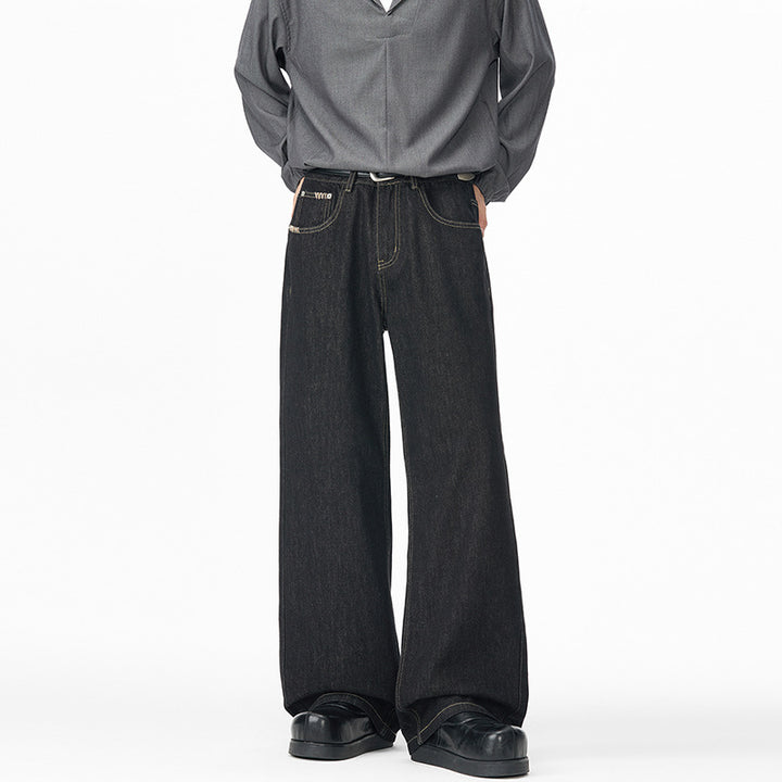 Herren Extraweite Denim-Baggyhose mit verlängertem Saum und tiefem Schritt Drune
