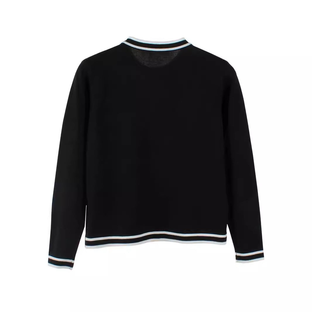 Damen eleganter und bequemer Strickjacke mit Kontraststreifen Drune