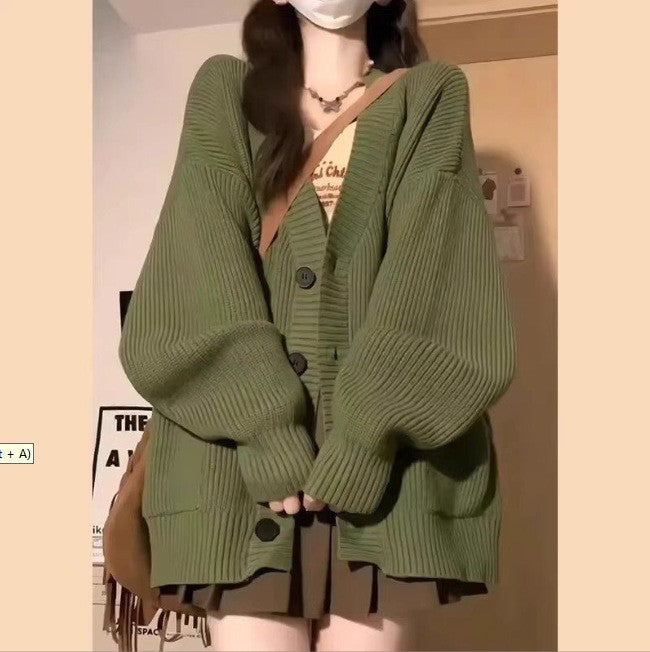 Damen Grobstrickjacke mit großen Taschen und Knopfdetails Drune