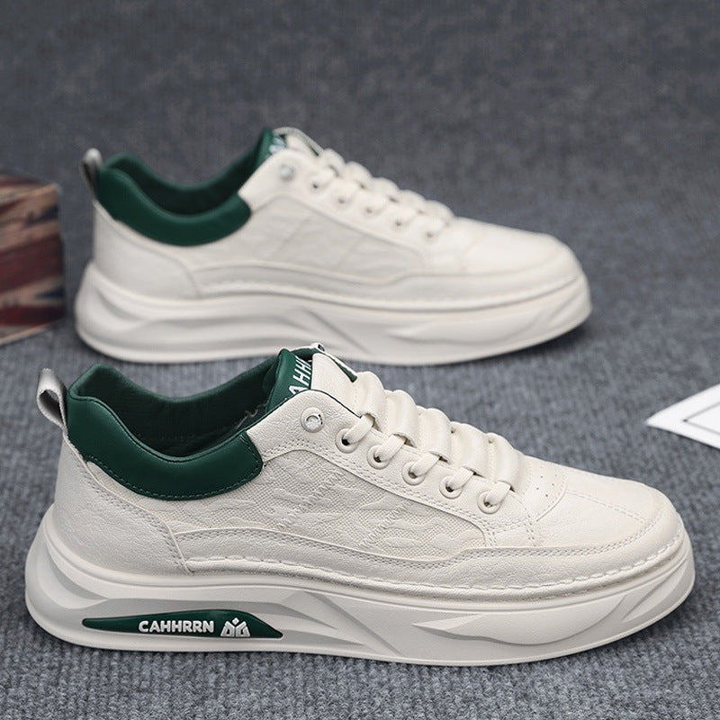Unisex minimalistische Plateausneaker aus strukturiertem Kunstleder mit gepolstertem Fersenkragen und skulpturierter Außensohle Drune