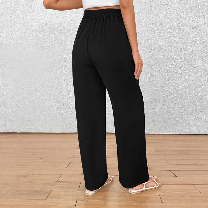 Damen Elegante Stoffhose mit hoher Taille und seitlichen Taschen Drune