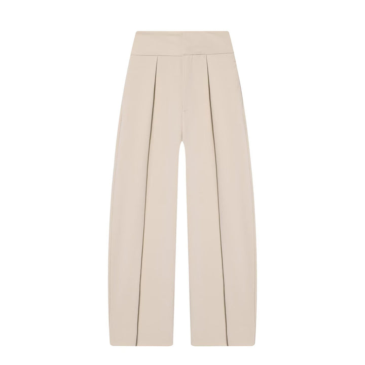 Damen Hochtaillierte Plissée-Hose mit weitem Bein und markanten Vorderfalten Drune