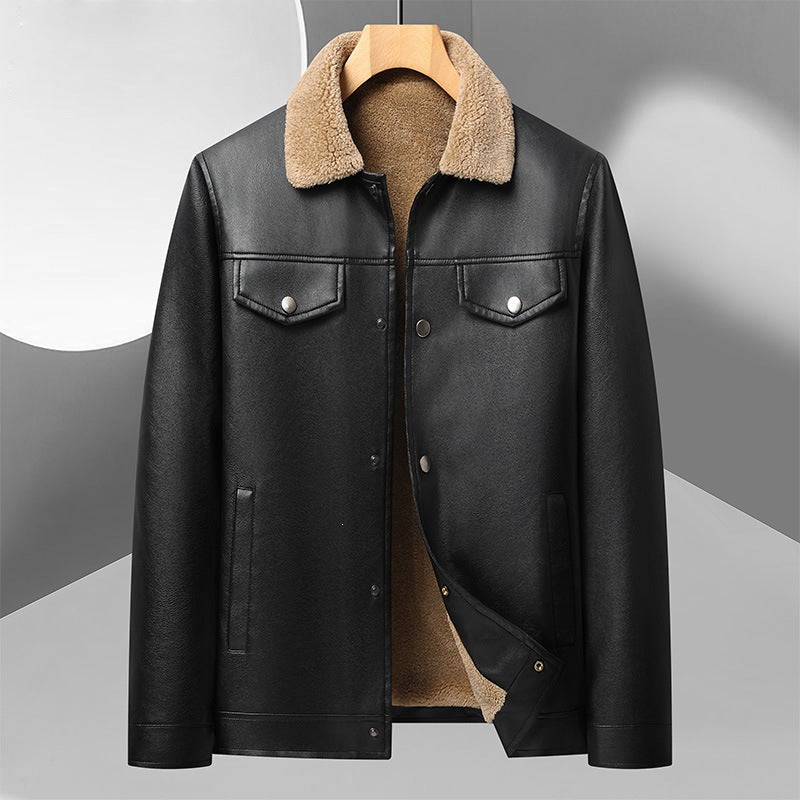 Herren Kunstlederjacke mit Teddyfutter Drune