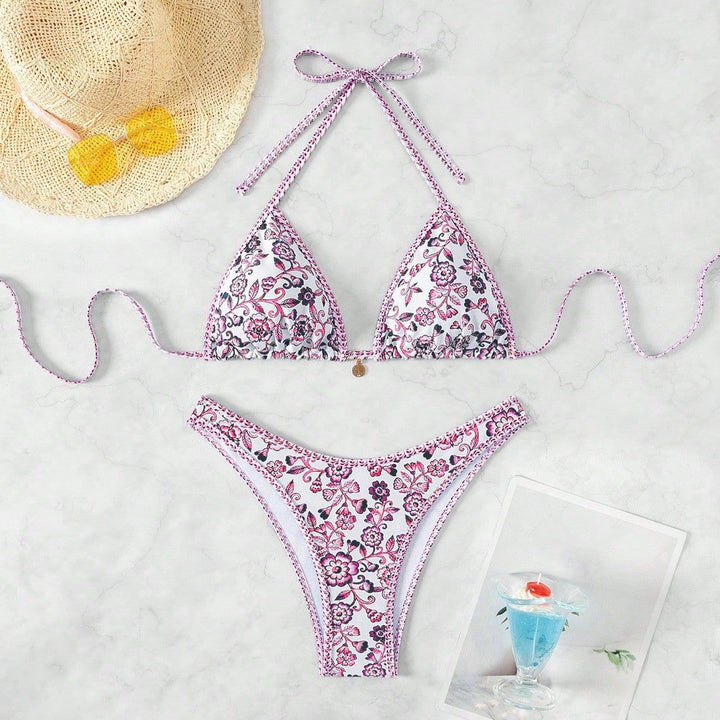 Damen Triangel-Bikini mit floraler Spitze Drune