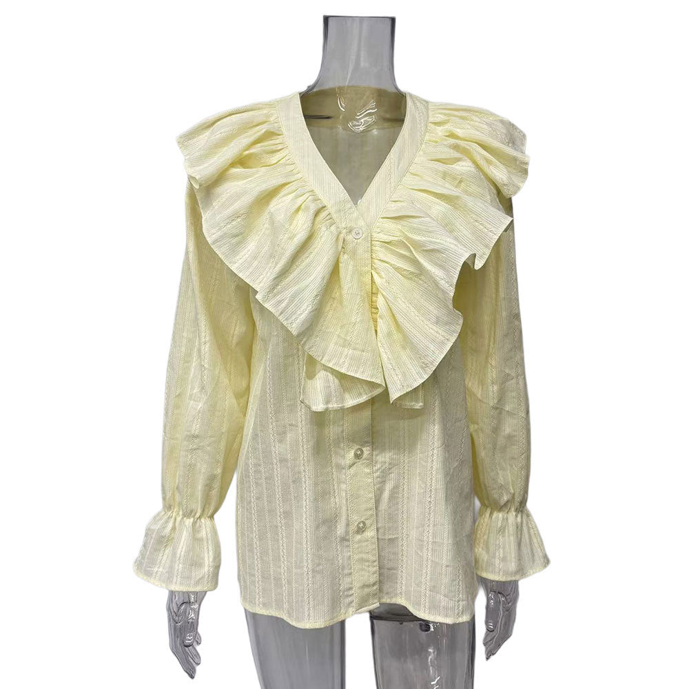 Damen Bluse mit Rüschen und Knopfleiste Drune