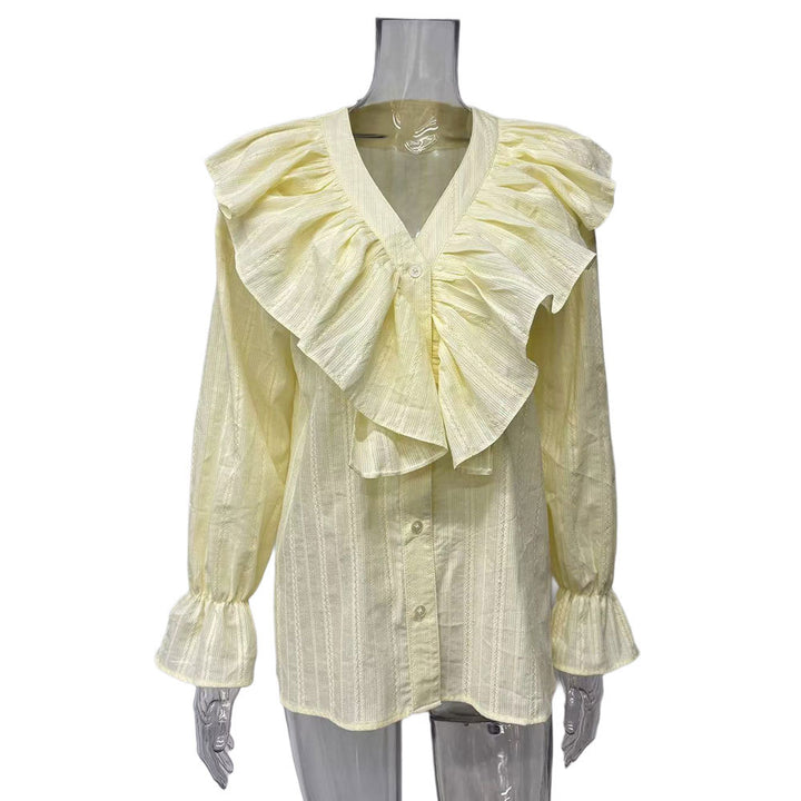 Damen Bluse mit Rüschen und Knopfleiste Drune