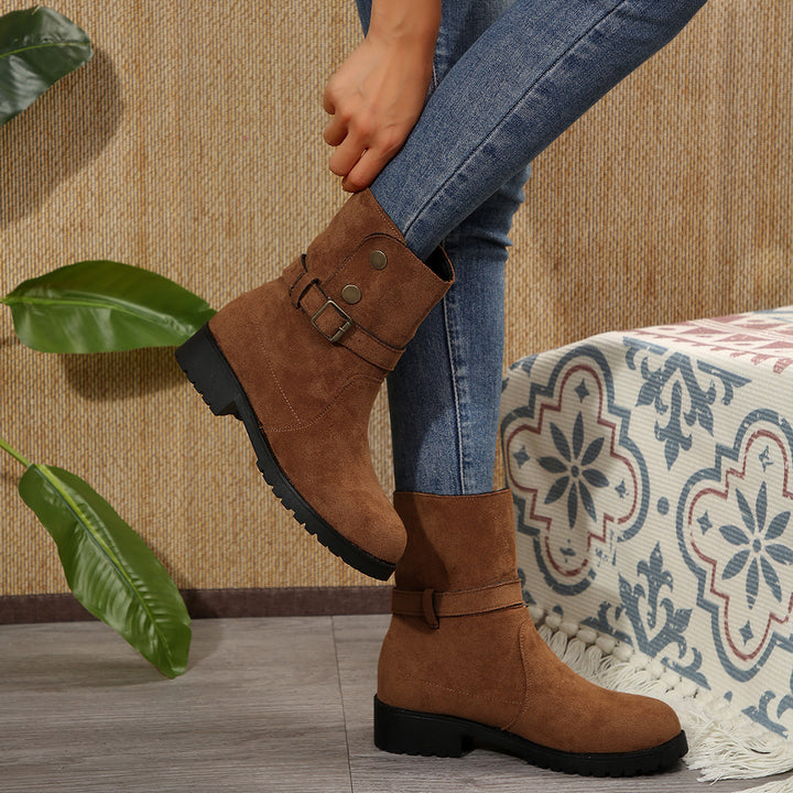 Damen modische Stiefel mit stylishen Schnallen und trendigem Design Drune