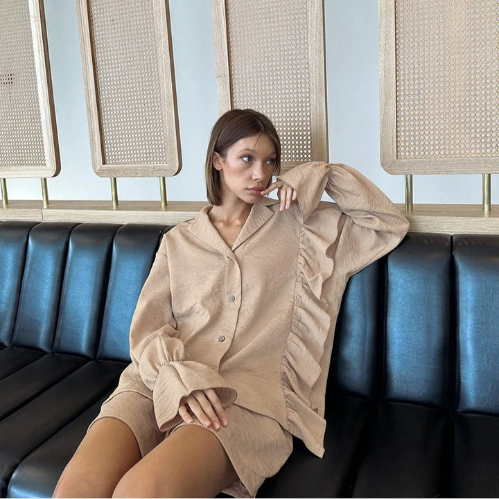 Damen Loungewear Set mit eleganten Rüschendetails Drune