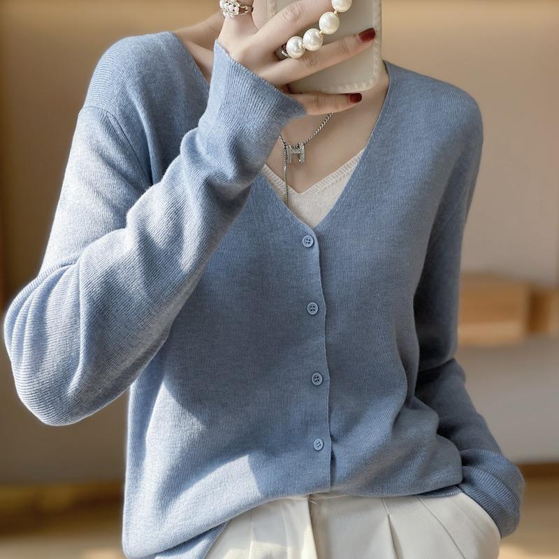 Damen Leichter V‑Ausschnitt‑Cardigan mit kastiger Silhouette und Kaschmir‑Optik Drune