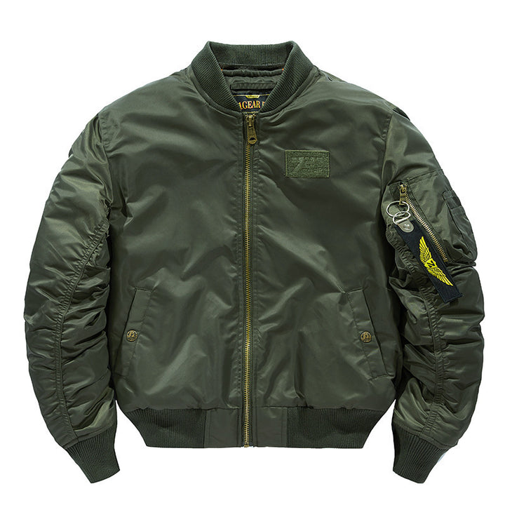 Herren nan fliegerinspirierte Bomberjacke mit integriertem Kapuzeneinsatz, Ärmeltasche und wattierter Innenlage Drune