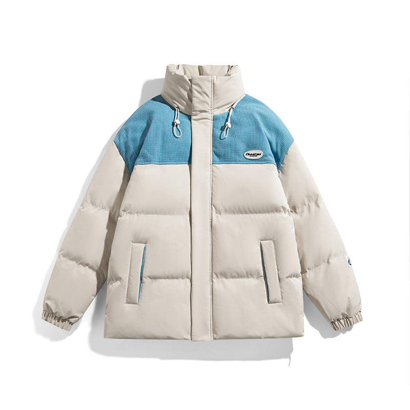 Herren Wattierte Oversize-Steppjacke mit hohem Stehkragen und kontrastiertem Schulterpaneel Drune