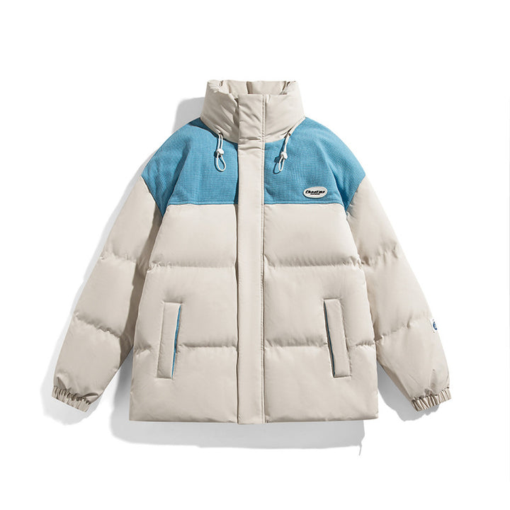 Herren Wattierte Oversize-Steppjacke mit hohem Stehkragen und kontrastiertem Schulterpaneel Drune